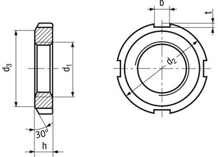 GHIERA DI BLOCCAGGIO IN ACCIAIO GREZZO DIN 981 TIPO KM
