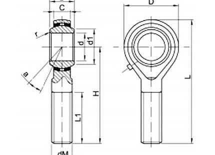 TERMINALE SFERICO DIN ISO 12240-4 SERIE K FILETTATO MASCHIO