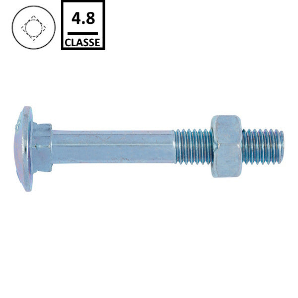 BULLONE A TESTA TONDA QUADRO SOTTOTESTA E DADO 4.8 UNI 5732 Z.BIANCO