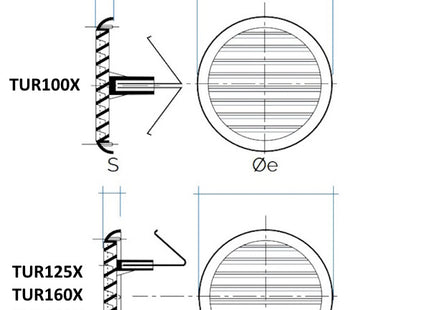 LA VENTILAZIONE GRIGLIA IN ABS TONDA CON MOLLE D.MM155 BIANCO