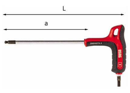 USAG  280HGTS CHIAVE MASCHIO ESAGONALE SFERICA CON IMPUGNATURA