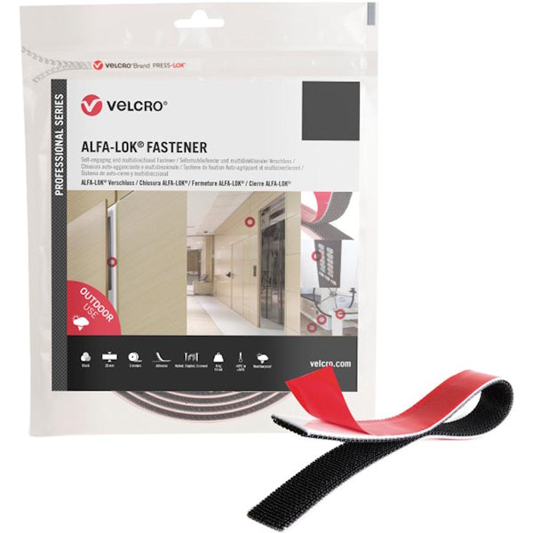 VELCRO SISTEMA DI FISSAGGIO ADESIVO ALFA-LOK NERO MM.25