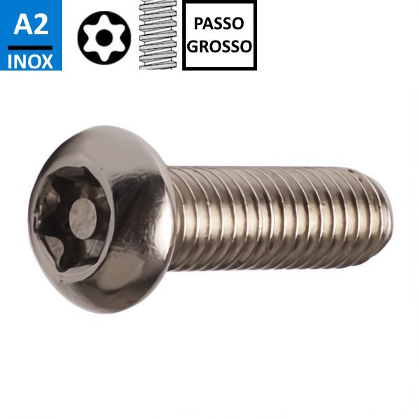 VITE TBEI TX CON PIOLINO IN ACCIAIO INOX A2 ISO 7380-1