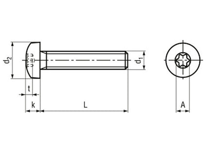VITE TC TORX IN ACCIAIO INOX A2 UNI 7687 DIN 7985 ISO 14583