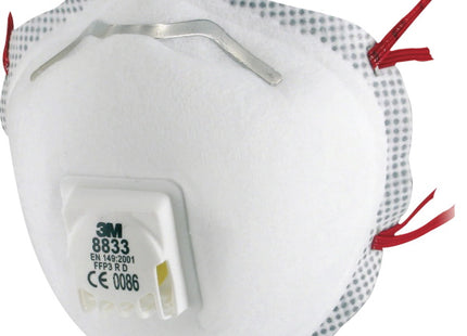 3M RESPIRATORE MONOUSO 8833 CLASSE FFP3 CON VALVOLA CONF.DA PZ10