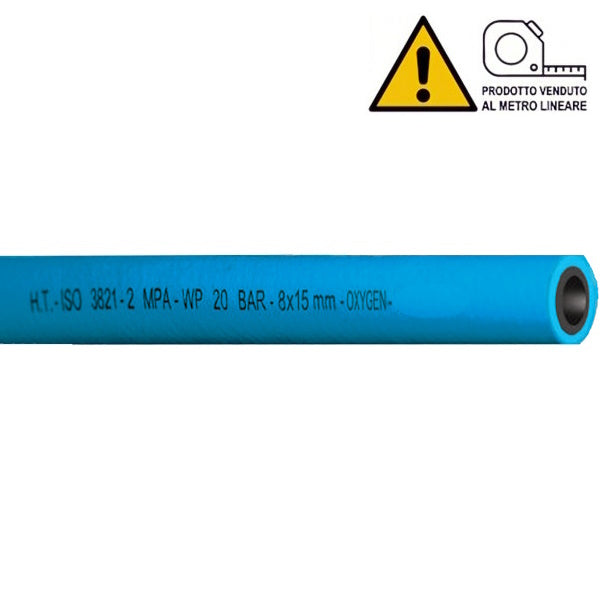 TUBO PER SALDATURA OSSIGENO IN GOMMA D.MM8X15 COLORE BLU AL MTL