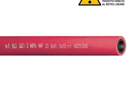 TUBO PER SALDATURA ACETILENE IN GOMMA D.MM8X15 COLORE ROSSO AL MTL