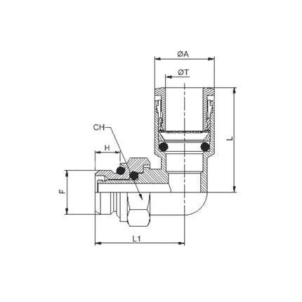 KONFIT RACCORDO GOMITO GIREVOLE ART. RK72 D.MM14-1/2"