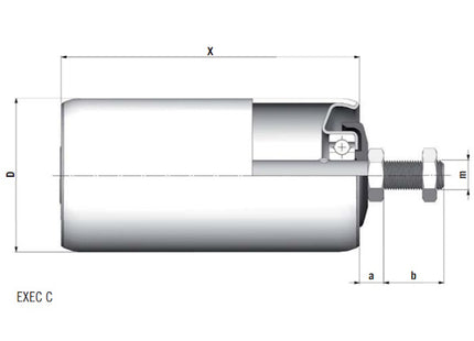 ROLLVEN RULLO FOLLE A SBALZO PER TRASPORTATORI D.MM60X100 PERNO D.MM14