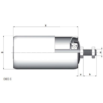 ROLLVEN RULLO FOLLE A SBALZO PER TRASPORTATORI D.MM60X100 PERNO D.MM14