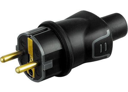 BTICINO SPINA IN CAUCCIU' BIMATERIALE 2P+T SCHUKO IP44 NERO