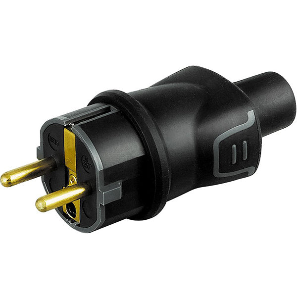 BTICINO SPINA IN CAUCCIU' BIMATERIALE 2P+T SCHUKO IP44 NERO