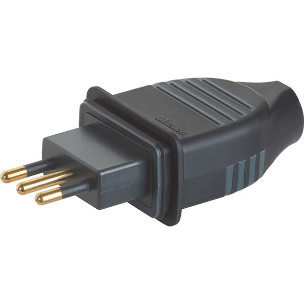 BTICINO SPINA IN CAUCCIU' BIMATERIA 2P+T IP44 NERO