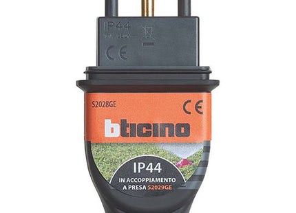 BTICINO SPINA IN CAUCCIU&apos; BIMATERIA 2P+T IP44 NERO