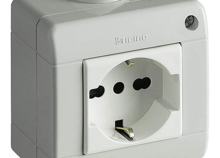 BTICINO IDROBOX PRESA SCHUKO BIPASSO IN CUSTODIA IP40 2 MODULI