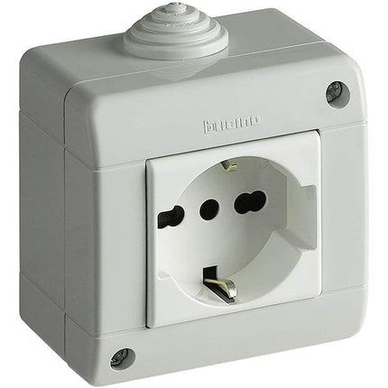BTICINO IDROBOX PRESA SCHUKO BIPASSO IN CUSTODIA IP40 2 MODULI