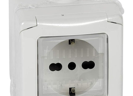 BTICINO IDROBOX PRESA SCHUKO BIPASSO IN CUSTODIA IP55 2 MODULI