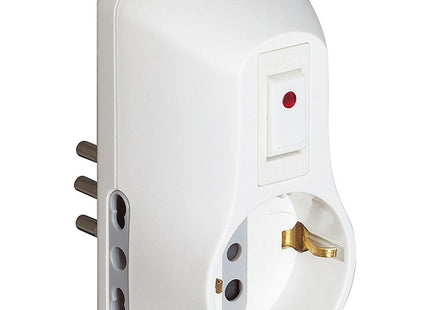 BTICINO ADATTATORE SAFE 1 PRESA SCHUKO+2P 10/16A CON INTERRUTTORE