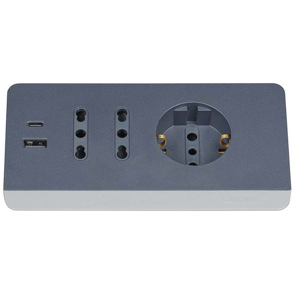 BTICINO MULTIPRESA DA TAVOLO 3 PRESE 2 USB CAVO DA MT2 SPINA 10A GRIGIO