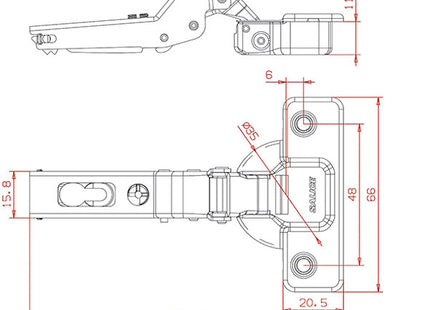 SALICE CERNIERA APERTURA 110° SERIE 200