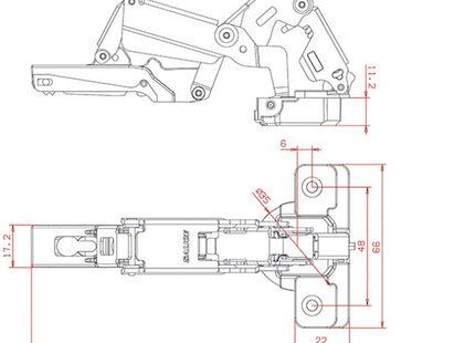 SALICE CERNIERA APERTURA 165° COLLO 0 FORO D.MM35