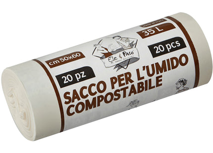 ELEPACKING SACCHI SPAZZATURA BIO TRASPARENTE CM50X60 LT35 PZ20