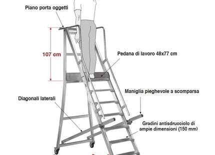 FACAL SCALA CASTIGLIA IN ALLUMINIO SU RUOTE
