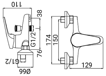 IDRO-BRIC RUBINETTO MISCELATORE VASCA SERIE MIA CROMATO