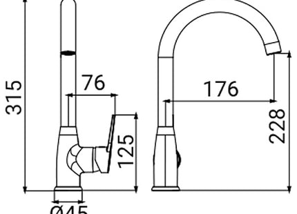 IDRO-BRIC RUBINETTO MISCELATORE LAVELLO BOCCA ALTA SERIE HELLIS CROMATO