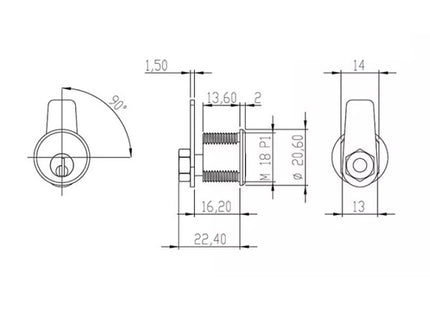 OMR SERRATURA PER CASELLARI POSTALI D.MM18 IN METALLO TIPO SEAT