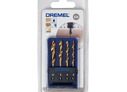 DREMEL ART.   636 SET DA 4 PUNTE RIVESTITE IN TITANIO PER FORATURA LEGNO