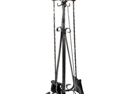 SET PER CAMINETTI IN FERRO BATTUTO CON MANICI IN LEGNO CM90 ART.187