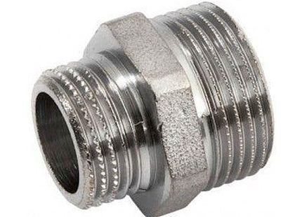 IDRO-BRIC NIPPLO DOPPIO MM RIDOTTO IN OTTONE CROMATO LUCIDO DA 1/2"X3/8"