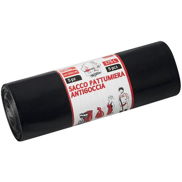 ELEPACKING SACCHI SPAZZATURA NERO CM100X130 LT175 MY70 PZ 5