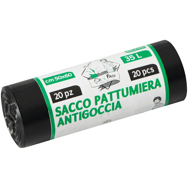 ELEPACKING SACCHI SPAZZATURA NERO CM 50X 60 LT 35 MY16 PZ20