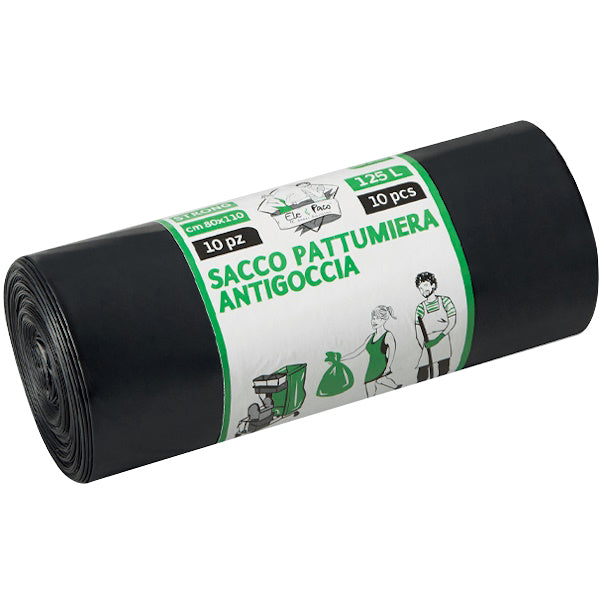 ELEPACKING SACCHI SPAZZATURA NERO CM 80X110 LT125 MY50 PZ10