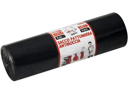 ELEPACKING SACCHI SPAZZATURA NERO CM 90X120 LT140 MY80 PZ 6