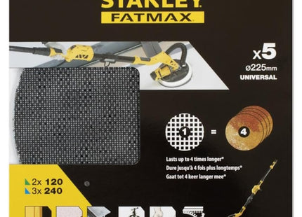 STANLEY SET DISCHI ABRASIVI VELCRATI PER LEVIGATRICE MURALE MM225 PZ.5
