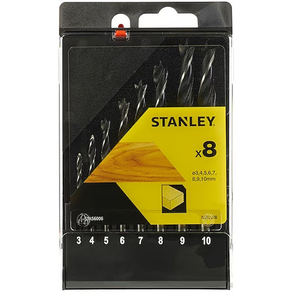 STANLEY SERIE PUNTE ELICOIDALI PER LEGNO IN CASSETTA DA PZ 8 D.MM 3-10