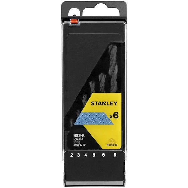 STANLEY SERIE PUNTE ELICOIDALI IN HSS-R CASSETTA DA PZ 6 D.MM2-8