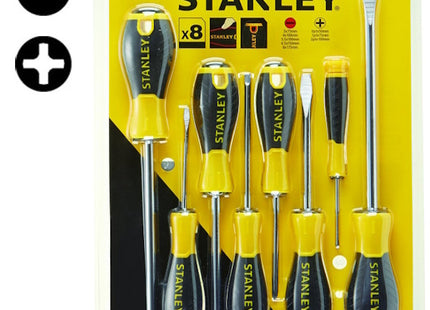 STANLEY SERIE DI 8 GIRAVITI ESSENTIAL A TAGLIO E A CROCE