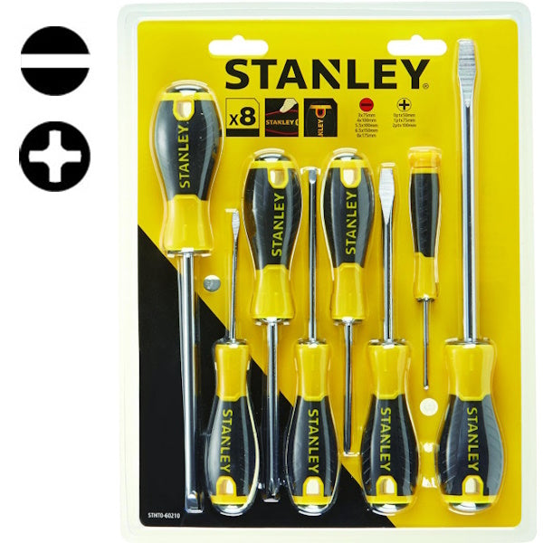 STANLEY SERIE DI 8 GIRAVITI ESSENTIAL A TAGLIO E A CROCE