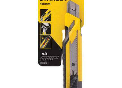 STANLEY CUTTER AUTOBLOCCANTE IN PLASTICA E GOMMA PER LAME DA MM18