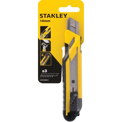 STANLEY CUTTER AUTOBLOCCANTE IN PLASTICA E GOMMA PER LAME DA MM18
