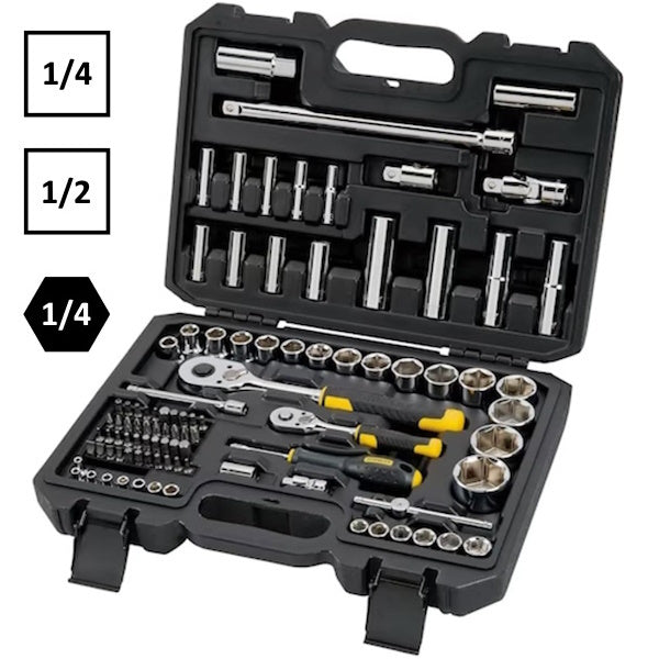 STANLEY ASSORTIMENTO CHIAVI A BUSSOLA DA 1/4" - 1/2" PZ 96