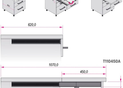 RAM PIANO ESTRAIBILE A FILO TOP KG80 MM450
