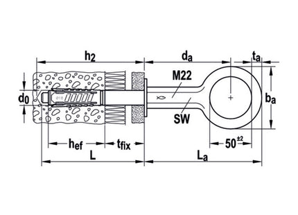 FISCHER TASSELLO GP 50 TAM 12 C CON GOLFARE PER PONTEGGI IN ACCIAIO