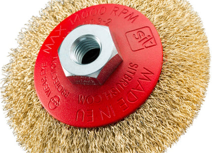 SIT SPAZZOLA CONICA IN FILO ONDULATO OTTONATO D.MM 90 M14 ART.0745