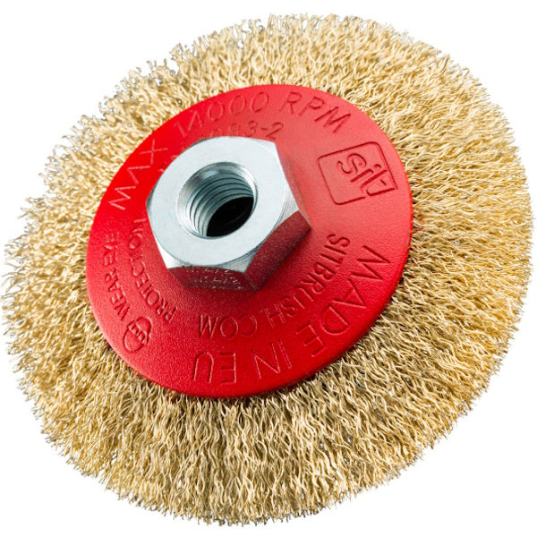 SIT SPAZZOLA CONICA IN FILO ONDULATO OTTONATO D.MM 90 M14 ART.0745