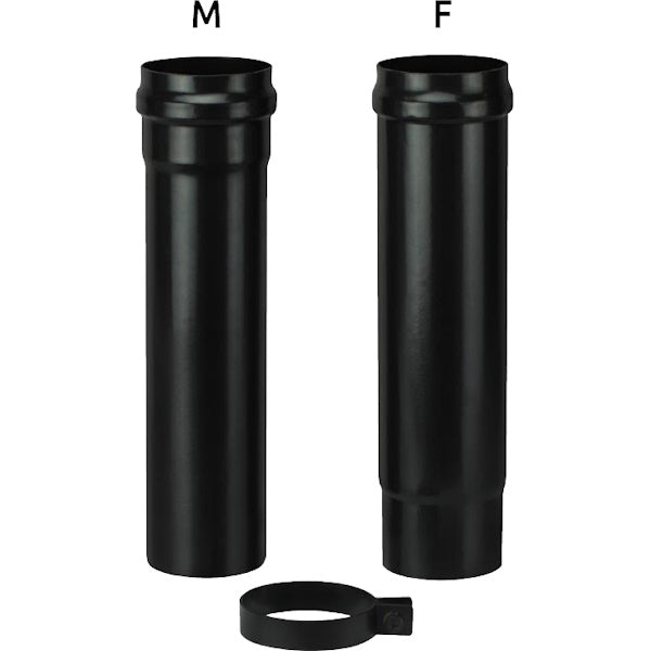 SAVE TUBO PER STUFE PELLETS TELESCOPICO PORCELLANATO NERO OPACO D.CM 8